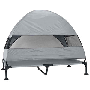 Höjd hundsäng Ljusgrå 127 x 81 x 108 cm Tyger och Stål