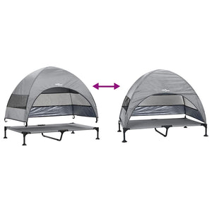 Höjd hundsäng Ljusgrå 127 x 81 x 108 cm Tyger och Stål