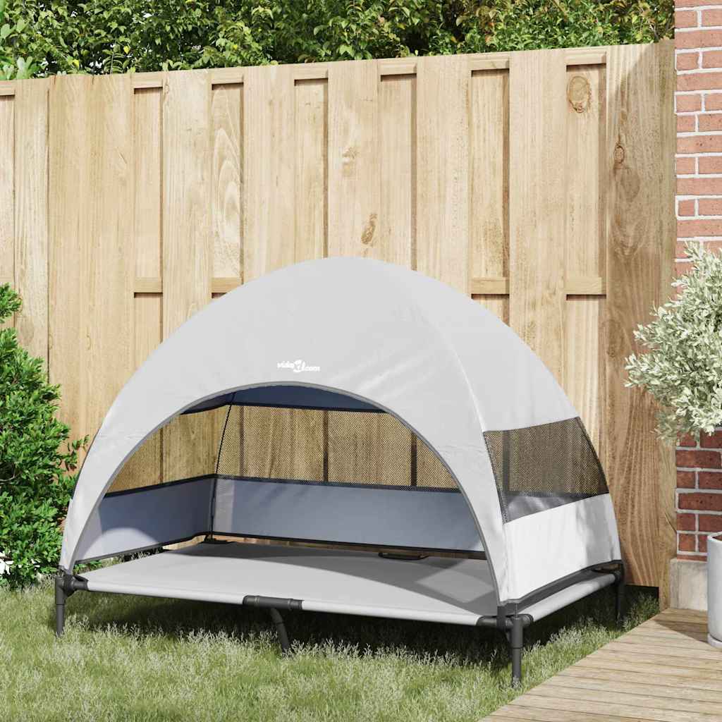 Höjd hundsäng Silvergrå 127 x 81 x 108 cm Tyger och Stål