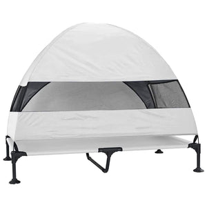 Höjd hundsäng Silvergrå 127 x 81 x 108 cm Tyger och Stål