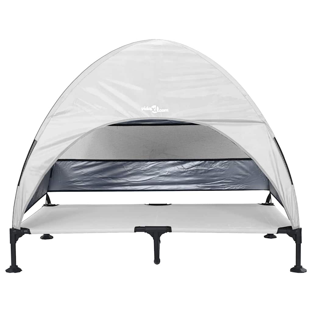 Höjd hundsäng Silvergrå 127 x 81 x 108 cm Tyger och Stål