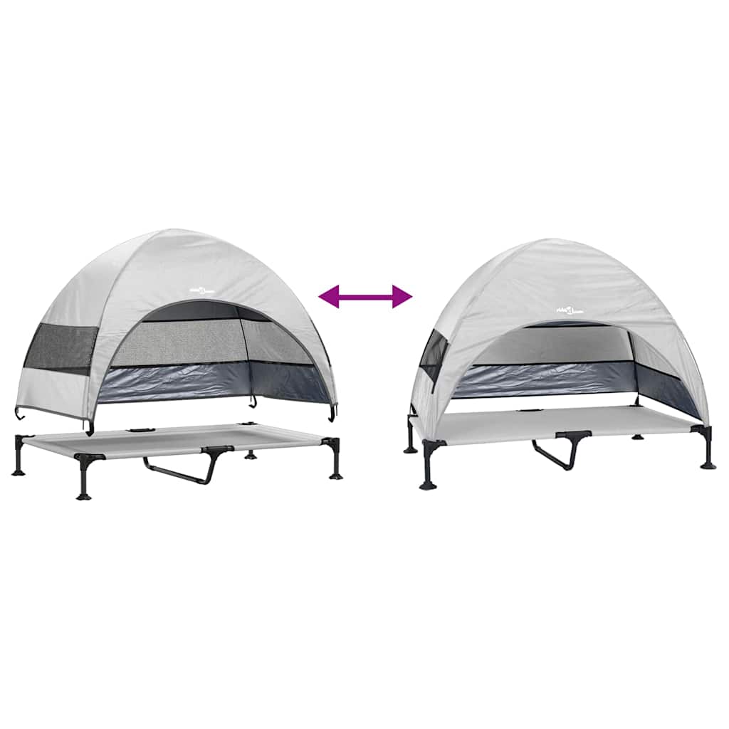 Höjd hundsäng Silvergrå 127 x 81 x 108 cm Tyger och Stål