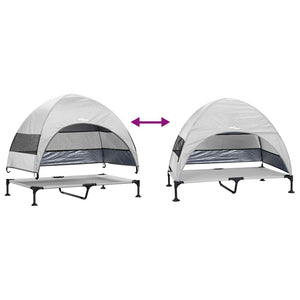 Höjd hundsäng Silvergrå 127 x 81 x 108 cm Tyger och Stål