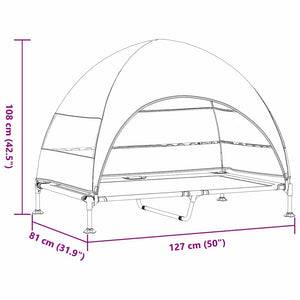Höjd hundsäng Silvergrå 127 x 81 x 108 cm Tyger och Stål