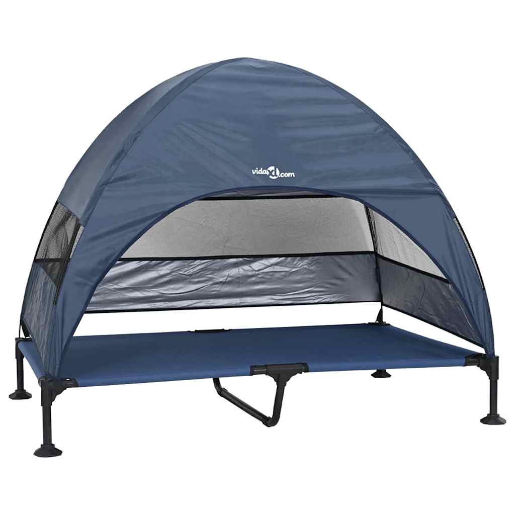 Höjd hundsäng Mörkblå 127 x 81 x 108 cm Tyger och Stål