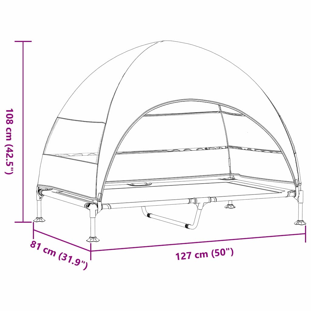 Höjd hundsäng Mörkblå 127 x 81 x 108 cm Tyger och Stål