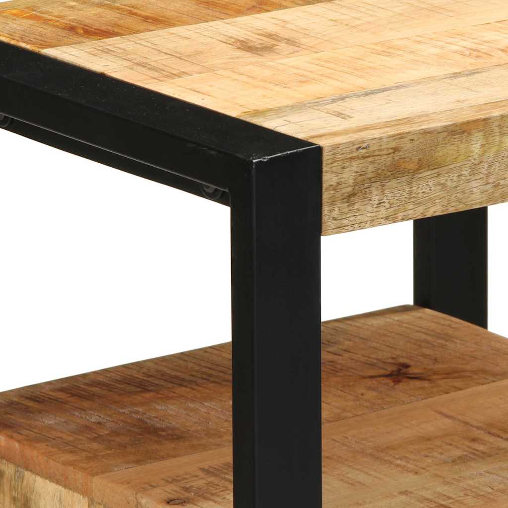 Badrumsmöbelset med låda 2 pcs Brun och svart Massivt mangoträ