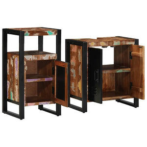 Badrumsmöbelset 2 pcs Flerfärgad och Svart Solid återvunnen trä