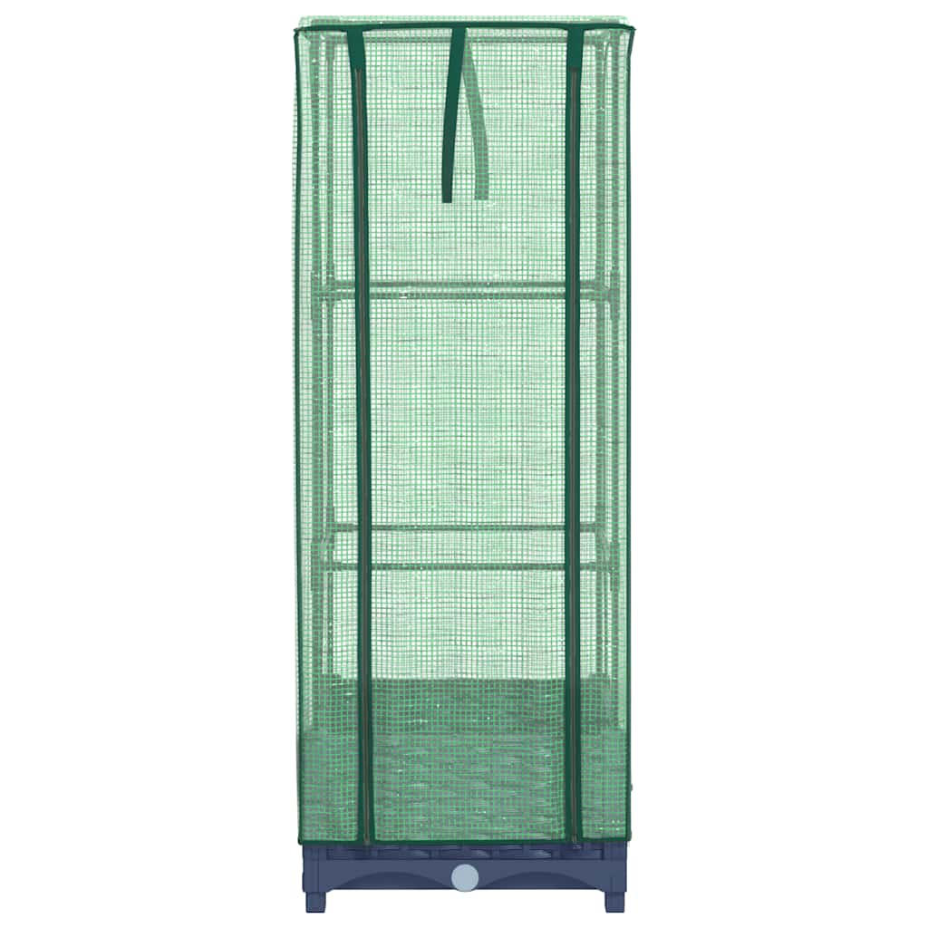 Odlingslåda med växthusöverdrag rottinglook 40x40x123 cm