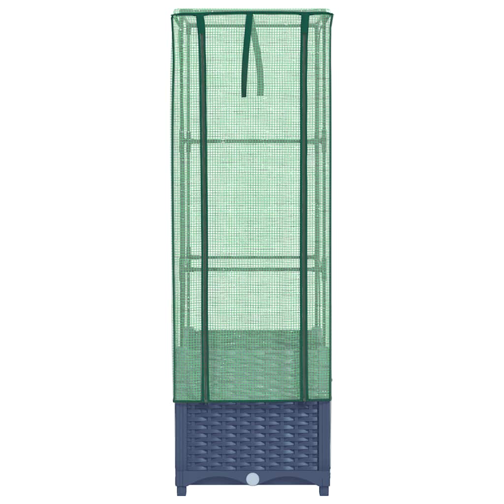 Odlingslåda med växthusöverdrag rottinglook 40x40x139 cm