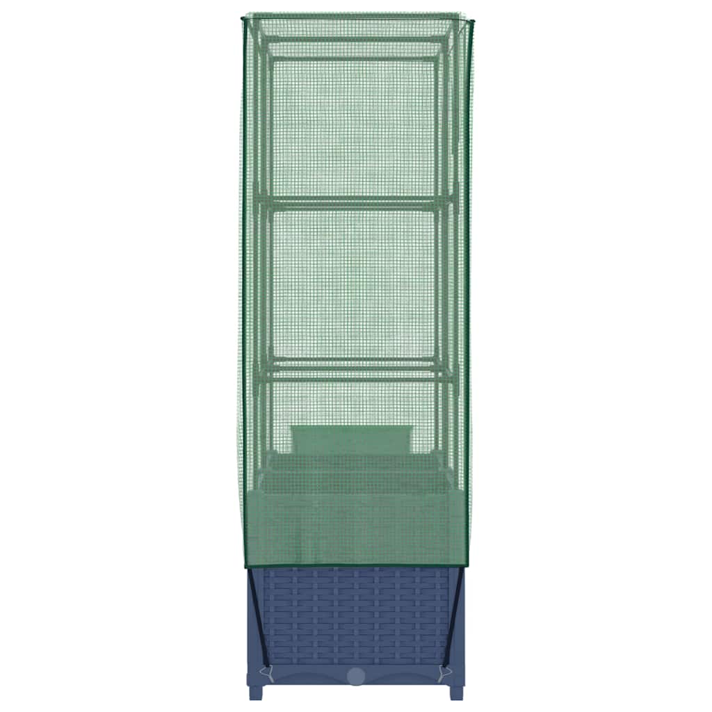 Odlingslåda med växthusöverdrag rottinglook 80x40x138 cm