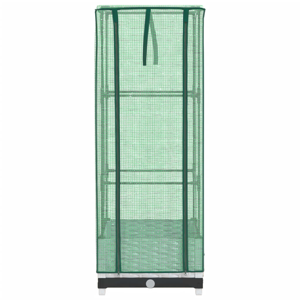 Odlingslåda med växthusöverdrag rottinglook 40x40x123 cm