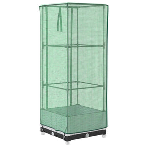 Odlingslåda med växthusöverdrag rottinglook 40x40x123 cm