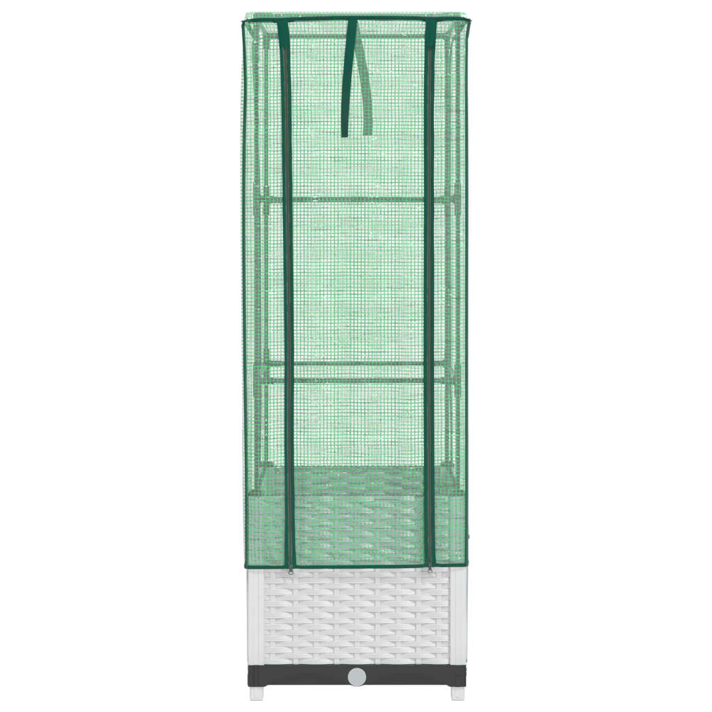 Odlingslåda med växthusöverdrag rottinglook 40x40x139 cm