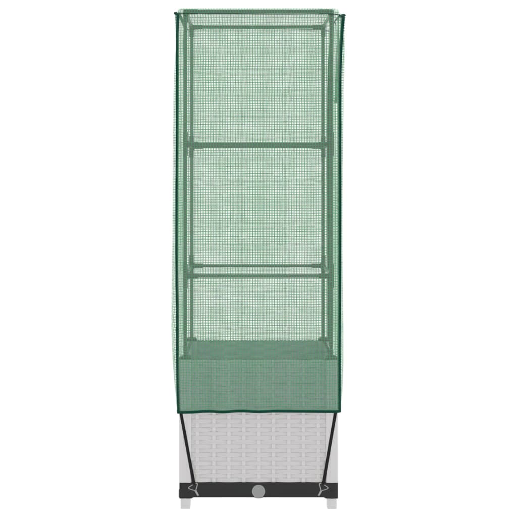 Odlingslåda med växthusöverdrag rottinglook 40x40x139 cm