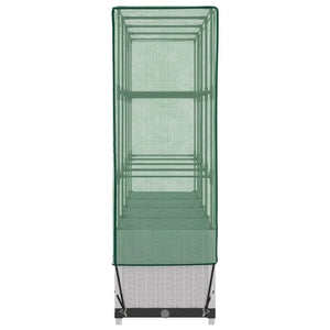 Odlingslåda med växthusöverdrag rottinglook 160x40x138 cm