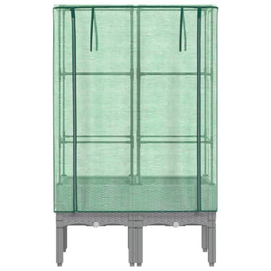 Odlingslåda med växthusöverdrag rottinglook 80x40x140 cm