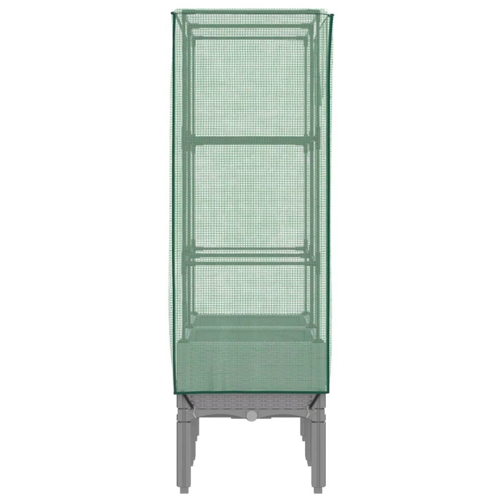 Odlingslåda med växthusöverdrag rottinglook 80x40x140 cm