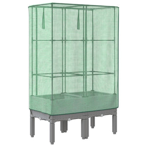 Odlingslåda med växthusöverdrag rottinglook 80x40x140 cm