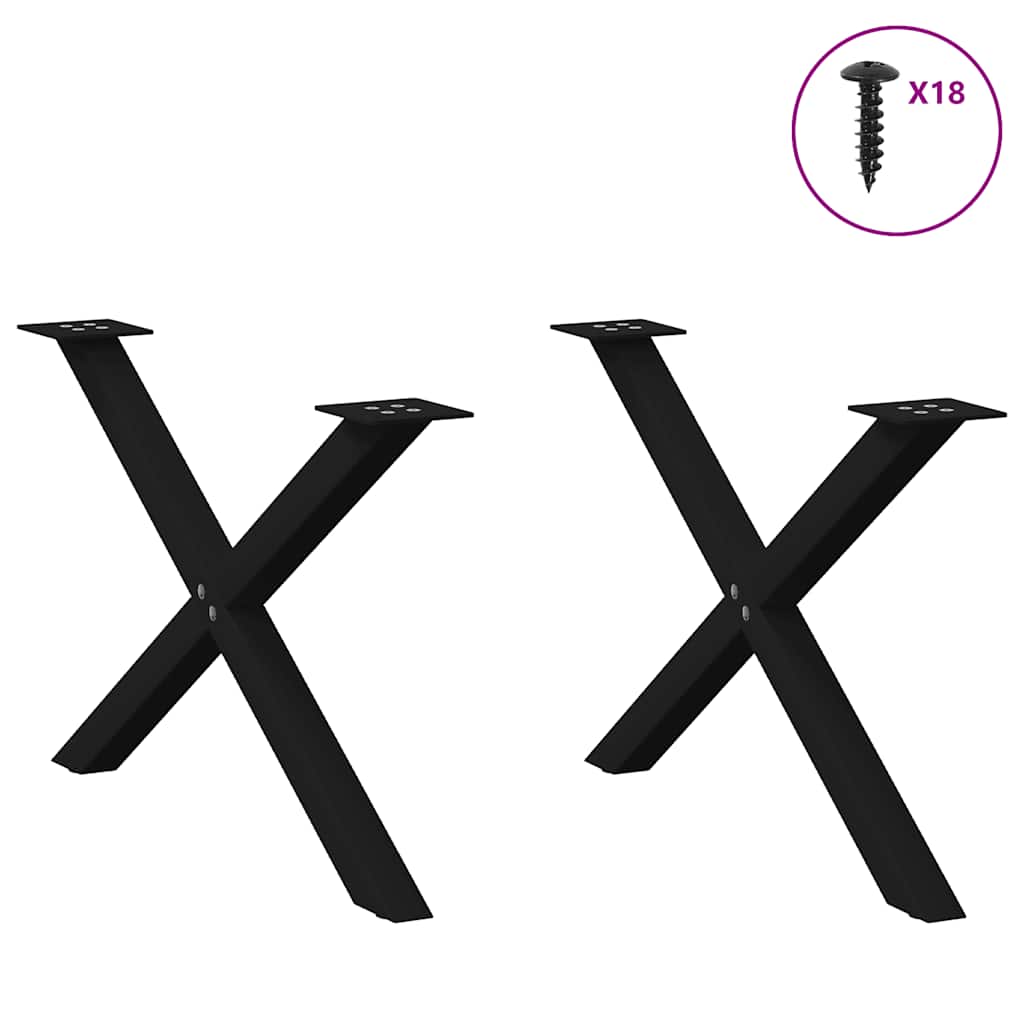 Soffbordsben X-formade 2 st svarta 70x(42-43) cm stål