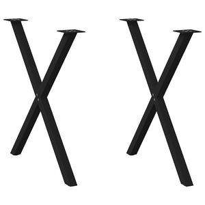 Matbordsben X-formade 2 st svarta 80x(72-73) cm stål