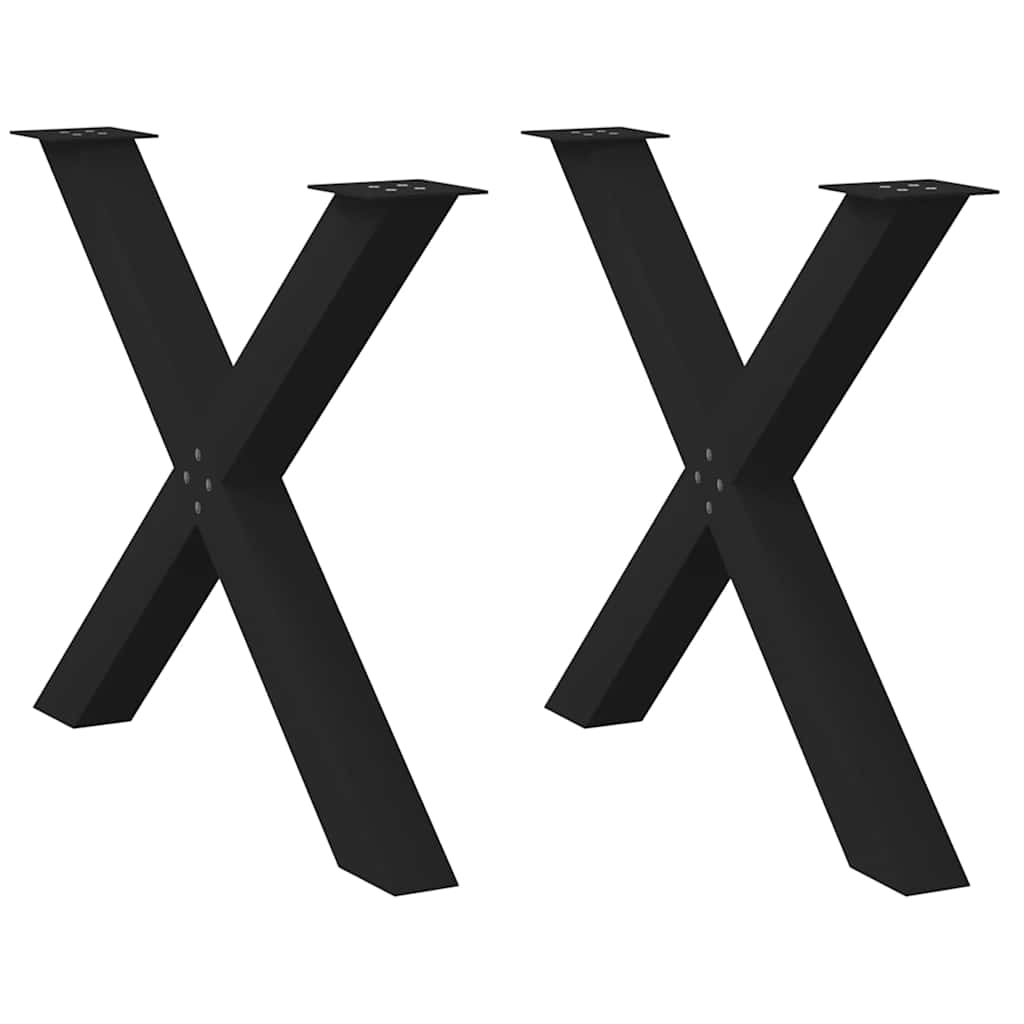 Matbordsben X-formade 2 st svarta 90x(72-73) cm stål