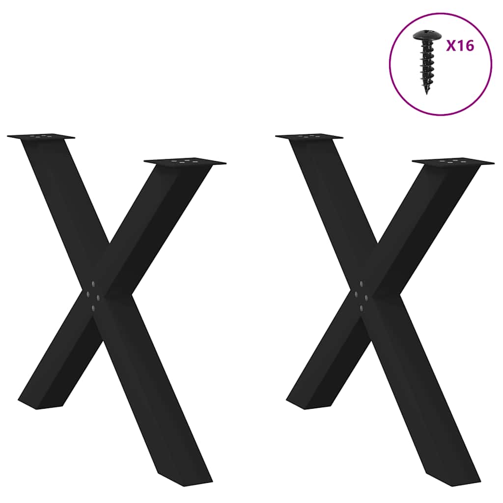 Matbordsben X-formade 2 st svarta 90x(72-73) cm stål