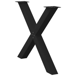 Matbordsben X-formade 2 st svarta 90x(72-73) cm stål