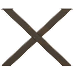 Matbordsben X-formade 2 st naturstål 90x(72-73) cm stål