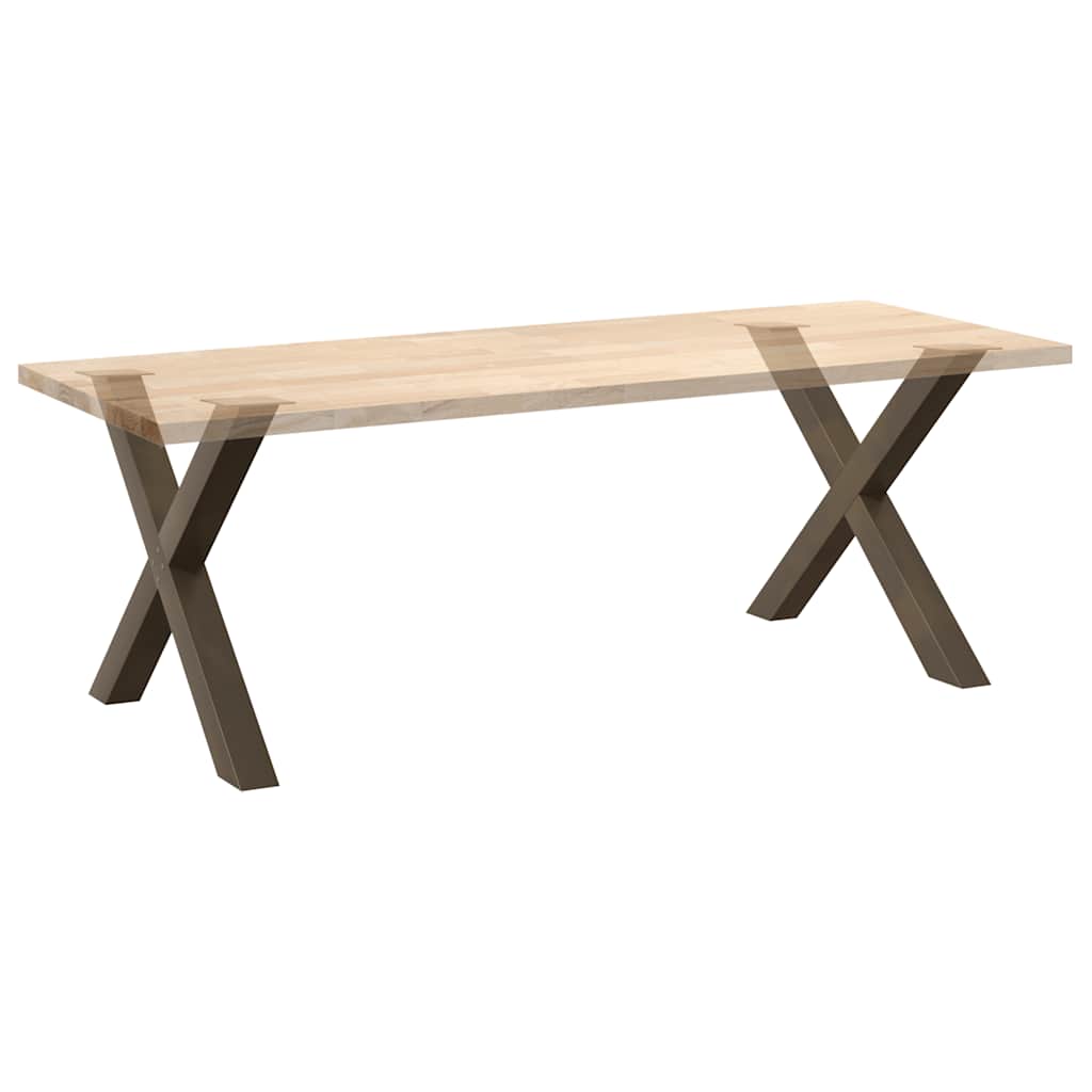 Matbordsben X-formade 2 st naturstål 90x(72-73) cm stål