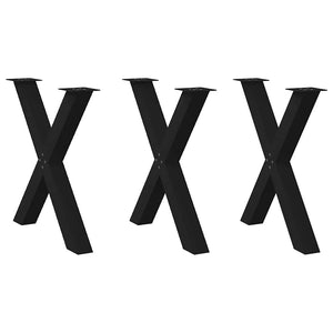 Matbordsben X-formade 3 st svarta 70x(72-73) cm stål