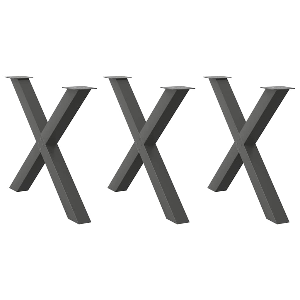 Matbordsben X-formade 3 st antracit 90x(72-73) cm stål