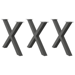 Matbordsben X-formade 3 st antracit 90x(72-73) cm stål