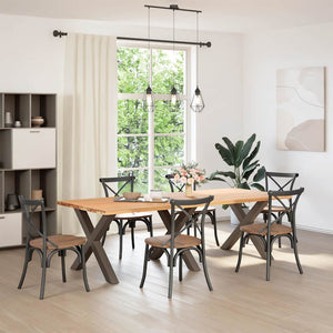 Matbordsben X-formade 3 st naturstål 90x(72-73) cm stål