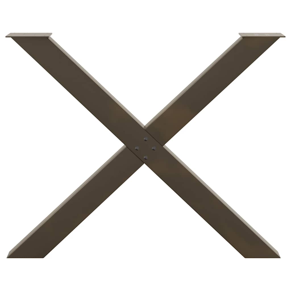 Matbordsben X-formade 3 st naturstål 90x(72-73) cm stål