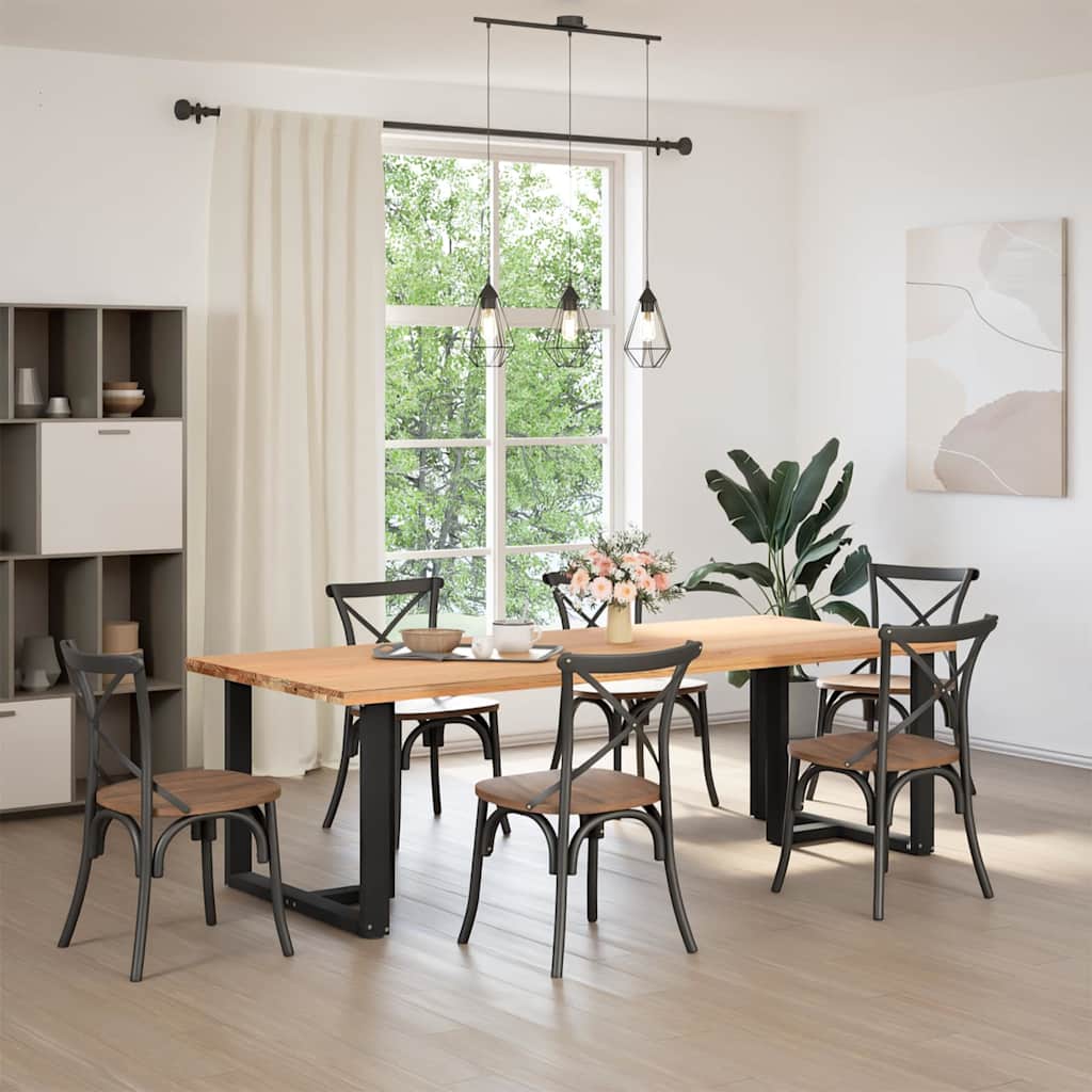 Matbordsben T-formade 2 st svarta 100x35x(72-73) cm stål