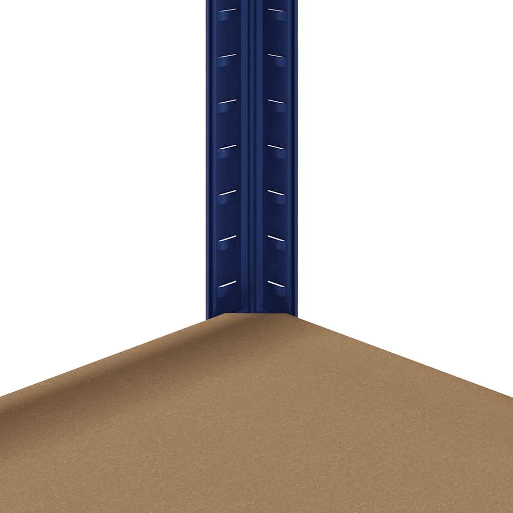 Förvaringshyllor 4 st blå stål och konstruerat trä 5 hyllplan