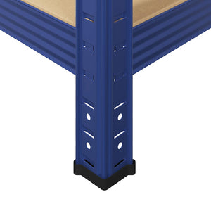 Förvaringshyllor 4 st blå stål och konstruerat trä 5 hyllplan