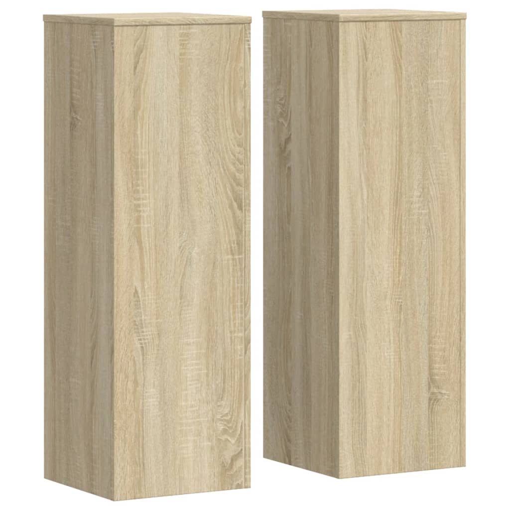 Växtställ 2 st sonoma-ek 33x33x100 cm konstruerat trä