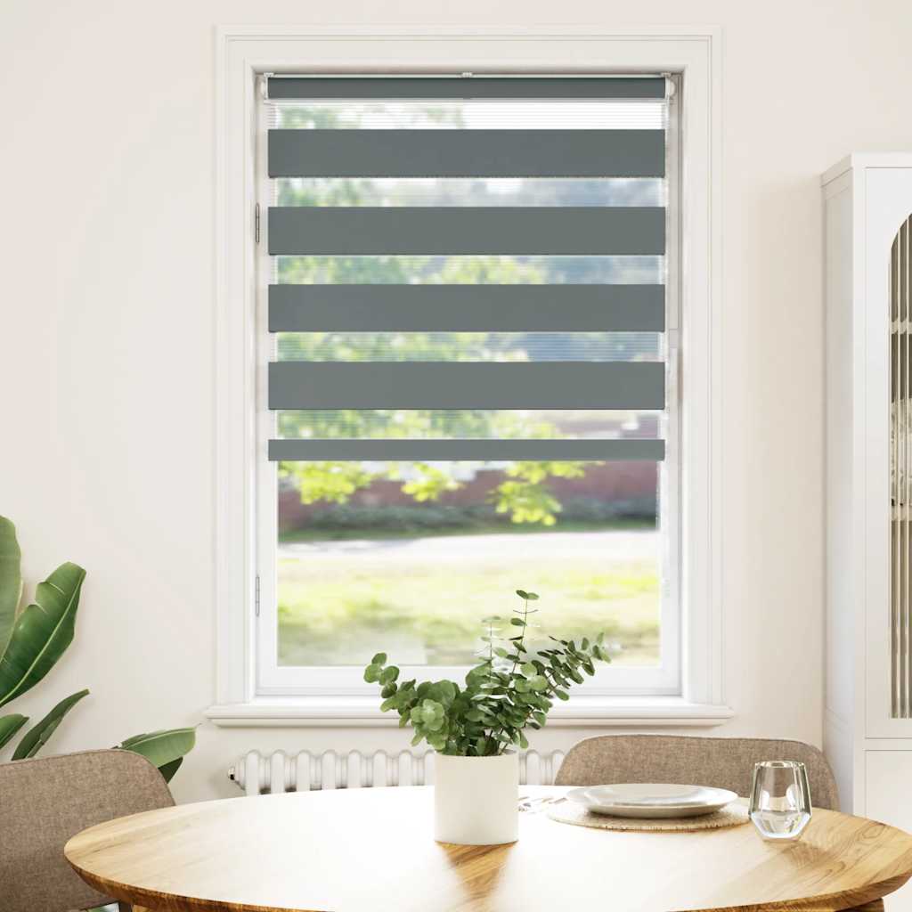 Rullgardin zebra mörkgrå 80x100 cm tyg bredd 75,9 cm polyester