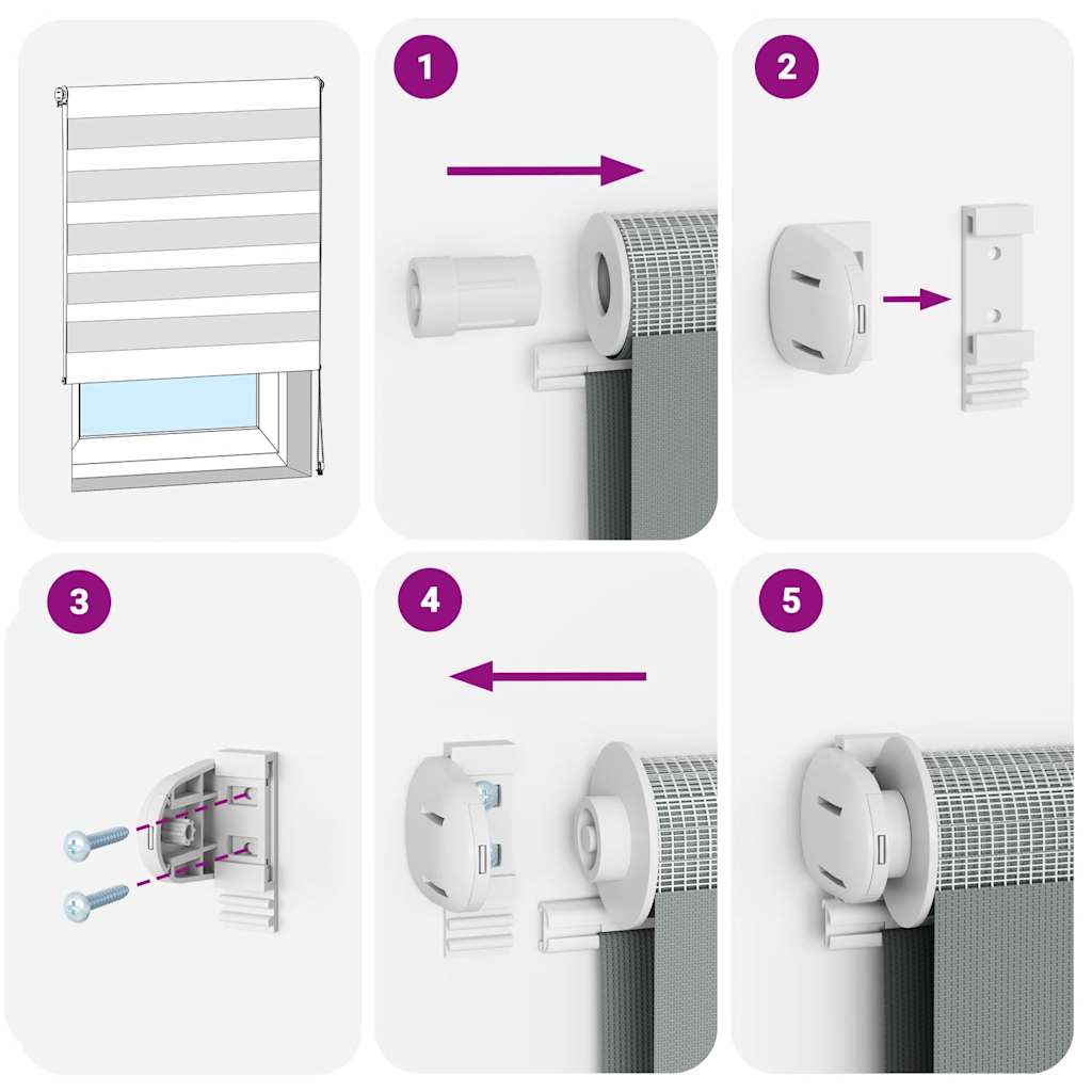 Rullgardin zebra vit 95x150 cm tyg bredd 90,9 cm polyester