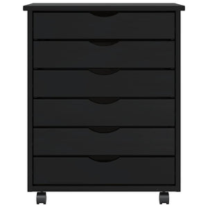 Hurts med lådor och hjul MOSS svart massiv furu