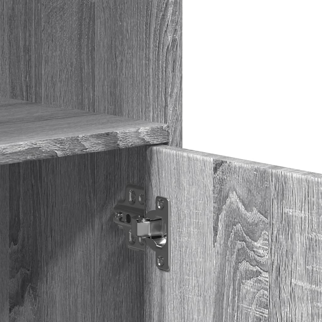 Skåp med hjul grå sonoma 55x40x91 cm konstruerat trä