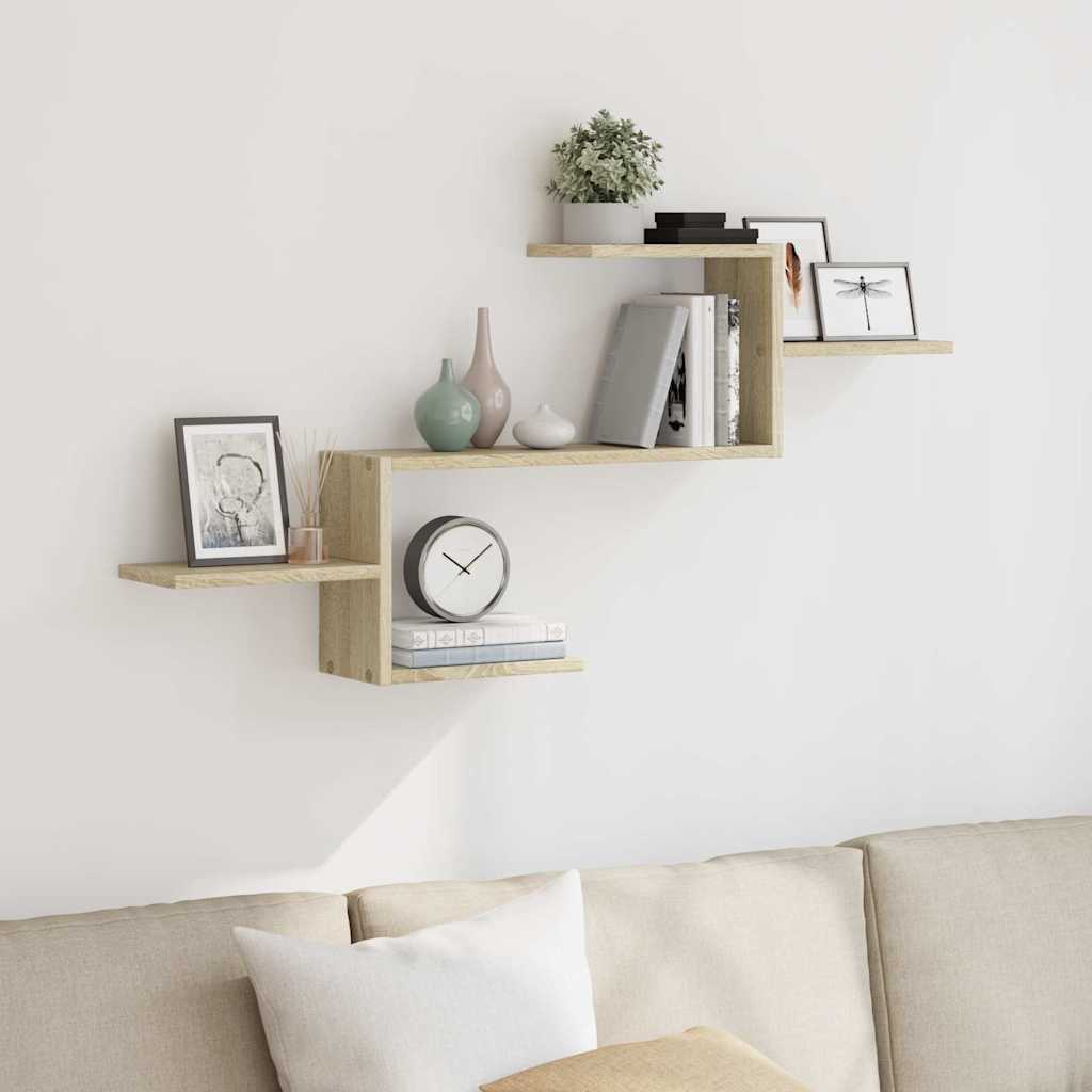 Vägghylla sonoma-ek 104x15x49 cm konstruerat trä