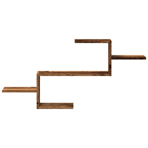 Vägghylla åldrat trä 104x15x49 cm konstruerat trä