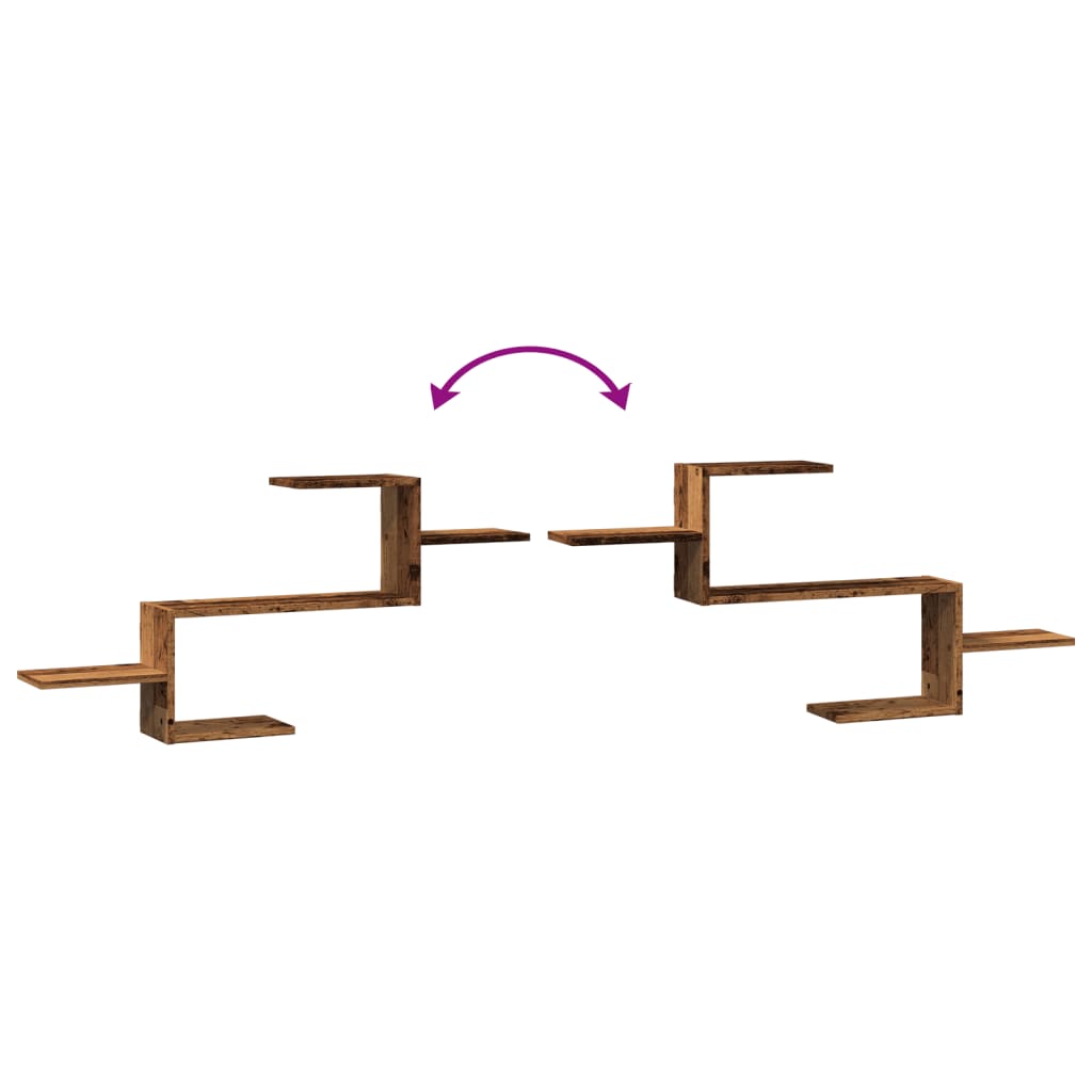Vägghylla åldrat trä 104x15x49 cm konstruerat trä