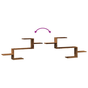 Vägghylla åldrat trä 104x15x49 cm konstruerat trä