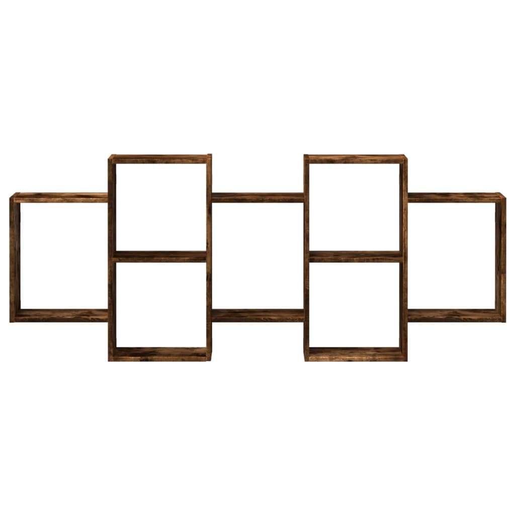 Vägghylla rökfärgad ek 159x18x65 cm konstruerat trä