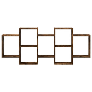 Vägghylla rökfärgad ek 159x18x65 cm konstruerat trä