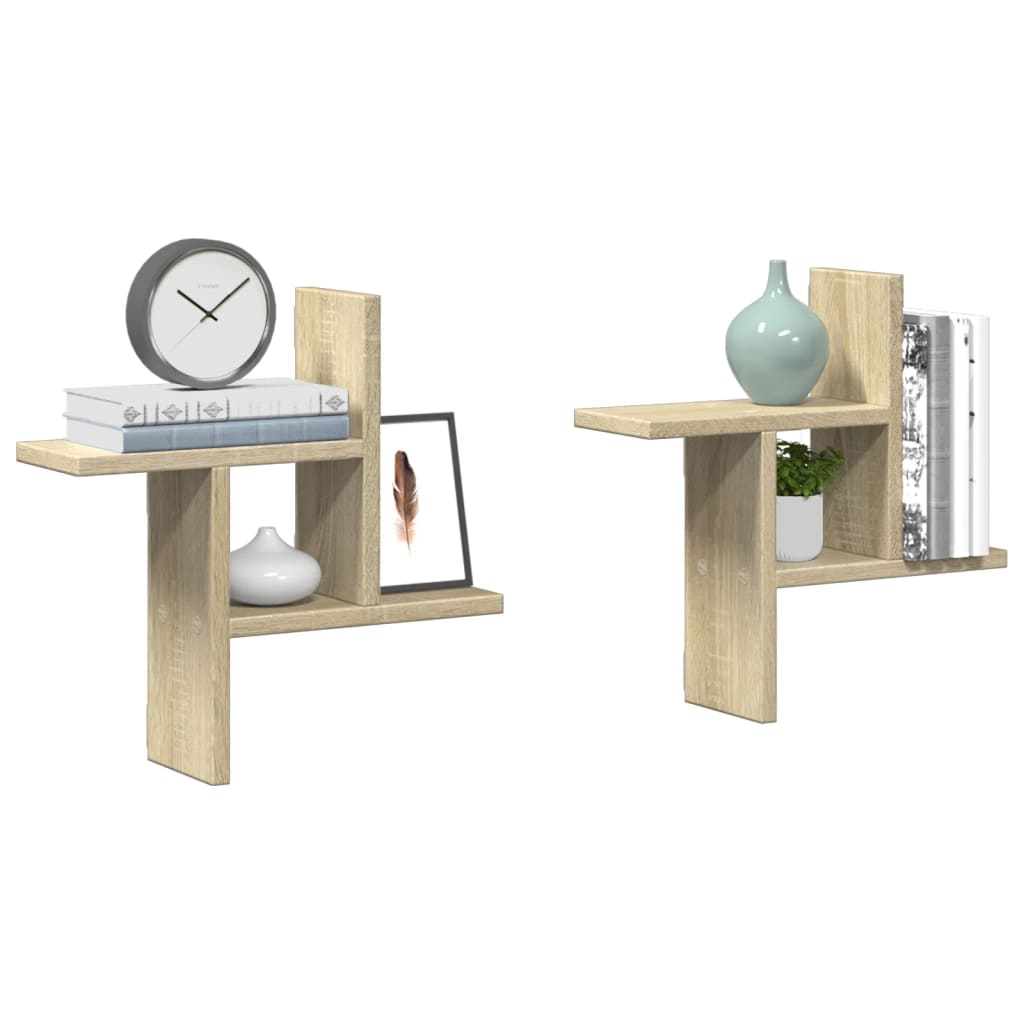 Vägghyllor 2 st sonoma-ek 38x12x38 cm konstruerat trä